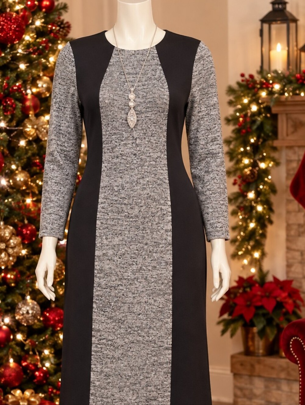 Classic Two-Tone Black and Gray  Dress